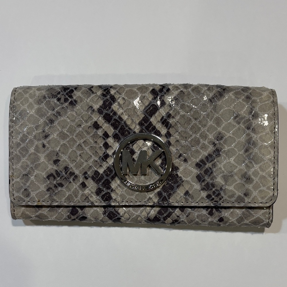 Michael Kors Black and Gray Snake Print Wallet
